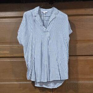 Relaxed Blue & White Stripe V-Neck Tunic